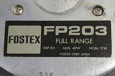 Fostex FP-203 Label Early version